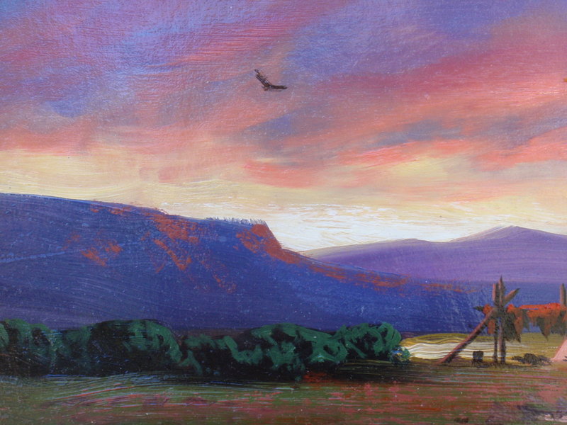 Heinie Hartwig Indian Camp at sunset Western art