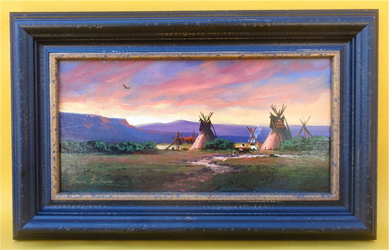 Heinie Hartwig Indian Camp at sunset Western art