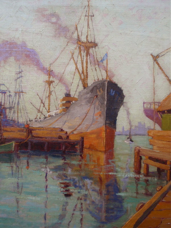 California Impressionist Harbor scene C Park Baldwin