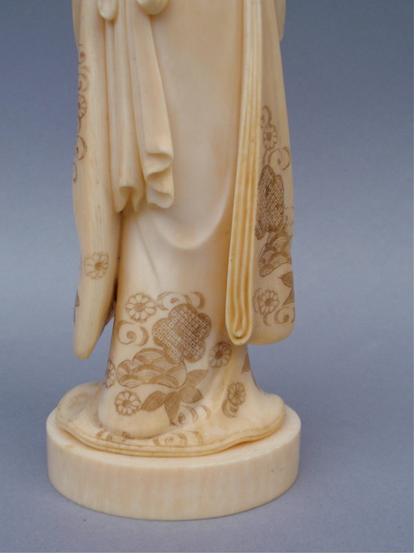 Japanese Ivory Okimono Maiden Bride Meiji signed