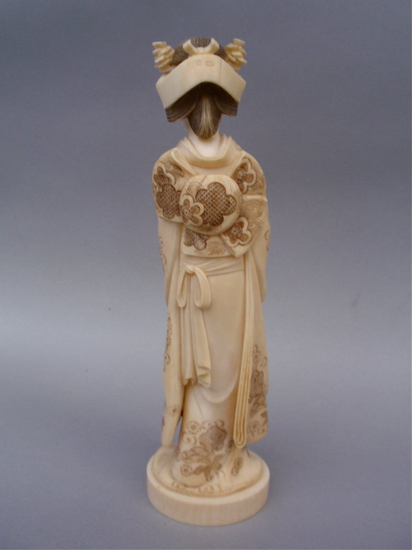 Japanese Ivory Okimono Maiden Bride Meiji signed