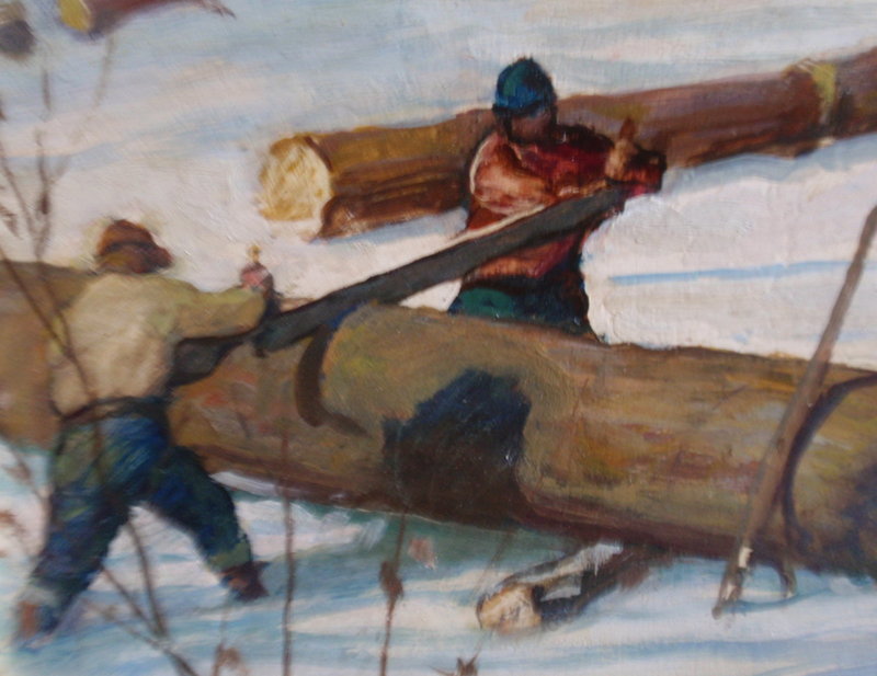 N.C. Wyeth original oil Lumber 1943 Illustration
