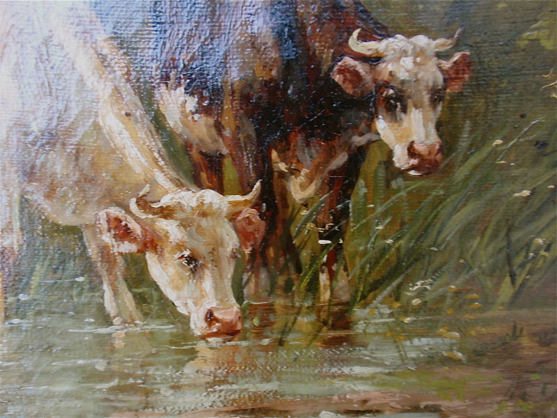 Cows at a stream  Eugène Fromentin  (1820 - 1876) oil