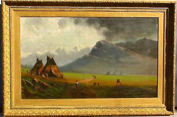 Indian Camp 19th century American Bierstadt school