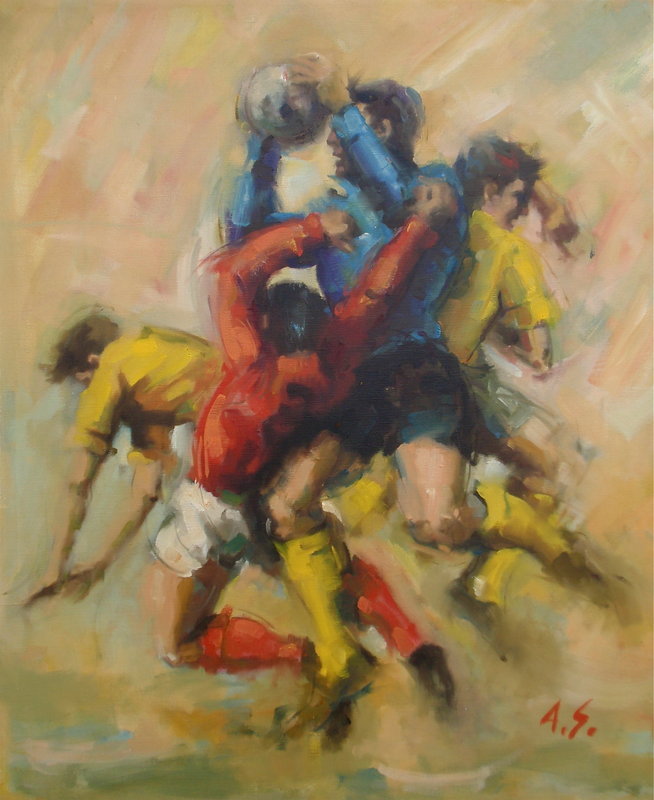 The Soccer Players Alfred Simonpietri Original oil