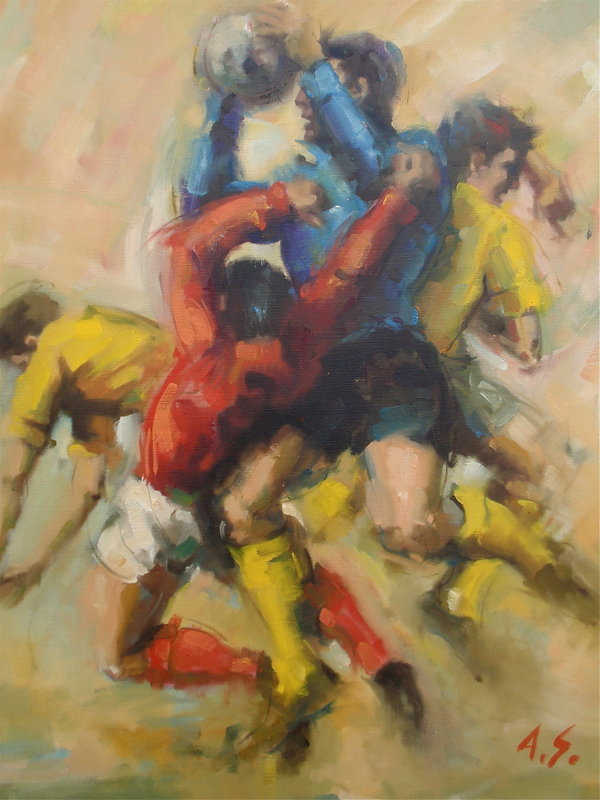 The Soccer Players Alfred Simonpietri Original oil