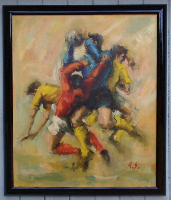 The Soccer Players Alfred Simonpietri Original oil