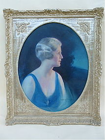 Charles Ward Traver Oil Portrait beautiful woman