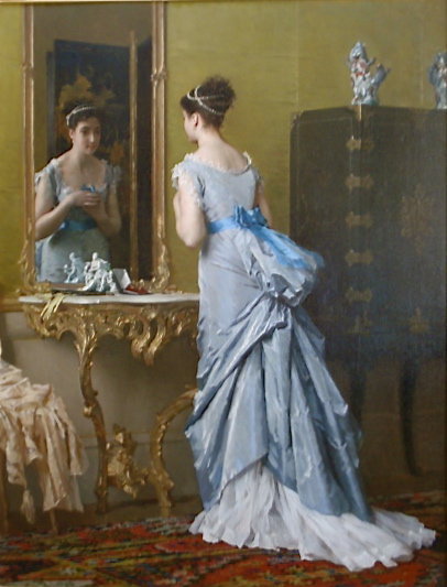 Gustave De Jonghe oil portrait Beautiful Woman interior