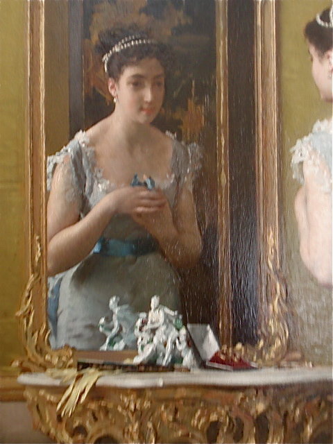 Gustave De Jonghe oil portrait Beautiful Woman interior