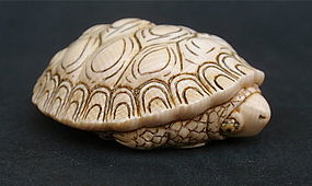 Japanese ivory netsuke turtle artist signed