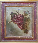 Antique Still life painting wine grapes 19 century
