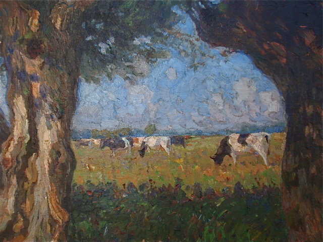 August Ludecke-Cleve impressionist Landscape cows