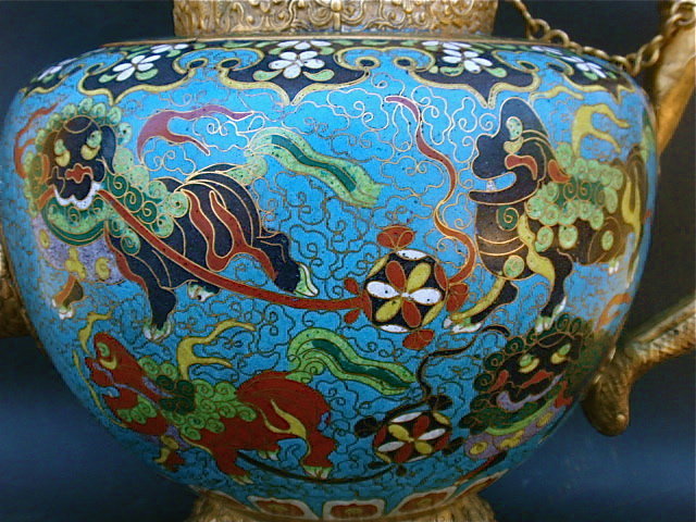 Antique Chinese Tibetan Cloisonne Tea Pot