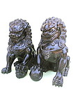 Antique Chnese carved Zitan wood Foo Dogs Qing