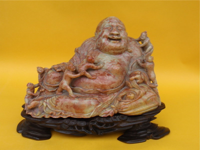 Chinese Buddha hotei shoushan stone carving