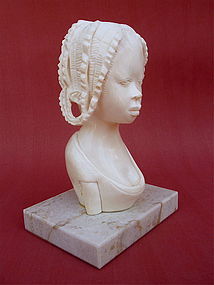 African carved Ivory Sculpture Woman tribal art