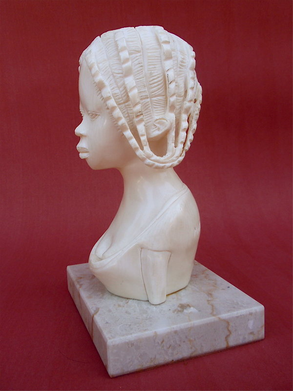 African carved Ivory Sculpture Woman tribal art