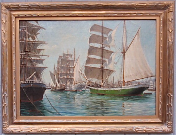 Sailing Ships in Harbor Italy Maritime art Starcce