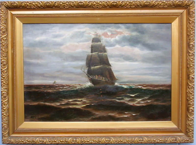 Mauritz Frederik Hendrik De Haas Ship in moonlight