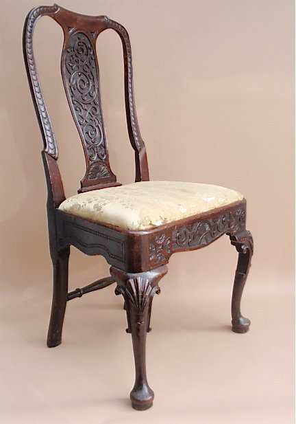 Irish Queen Anne carved mahogany chair c.1740