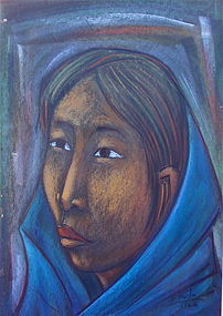 Rodolfo Nieto Mexican Modernist Portrait Woman