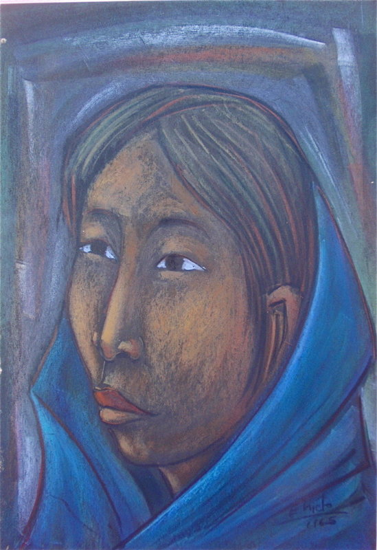 Rodolfo Nieto Mexican Modernist Portrait Woman