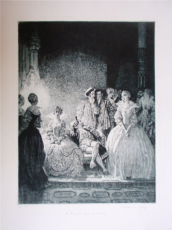 Norman Lindsay Etching King Queen Lady signed