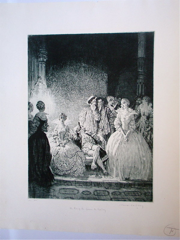 Norman Lindsay Etching King Queen Lady signed