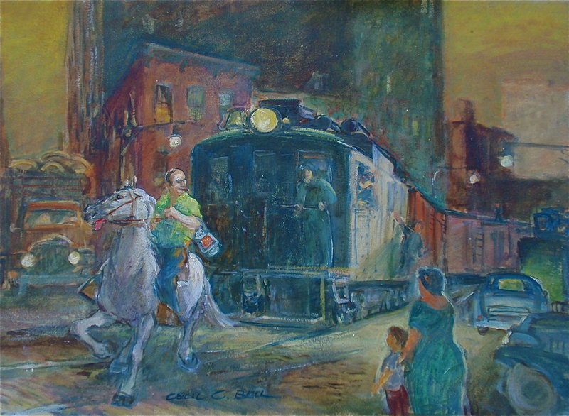 Cecil C Bell Westside Cowboy New York oil painting