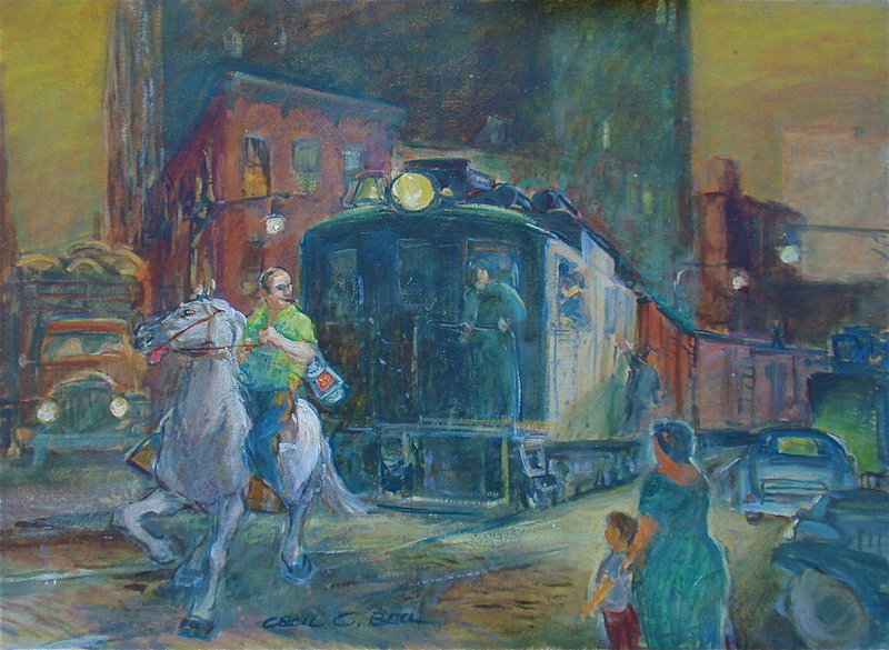 Cecil C Bell Westside Cowboy New York oil painting