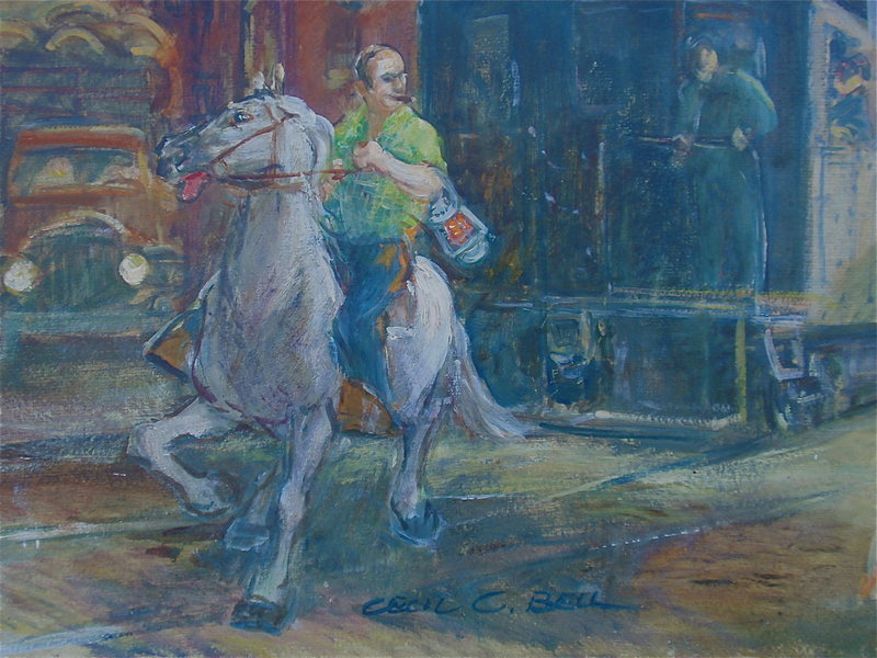 Cecil C Bell Westside Cowboy New York oil painting