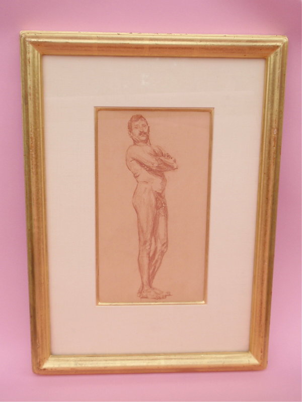 Eanger Irving Couse original drawing male nude