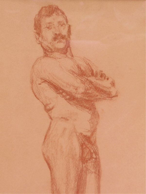 Eanger Irving Couse original drawing male nude