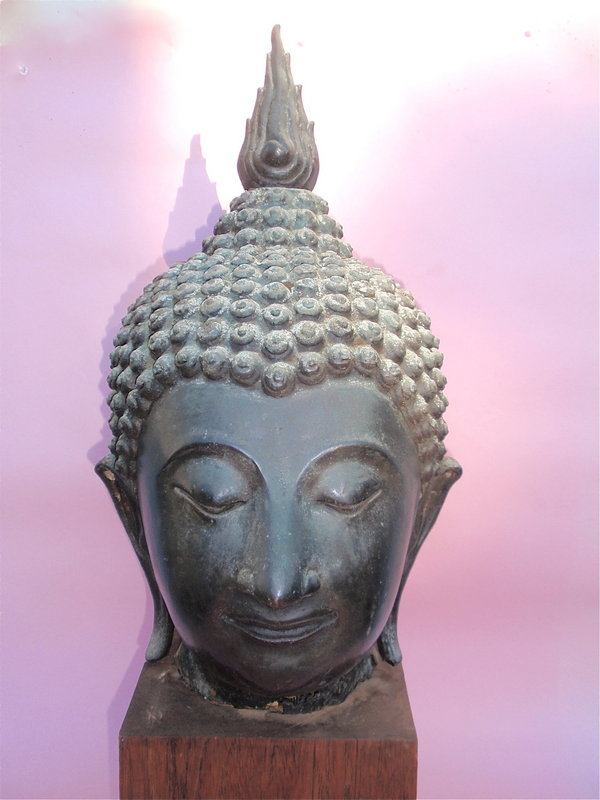 Bronze Head of Buddha Thailand Sukhotai large