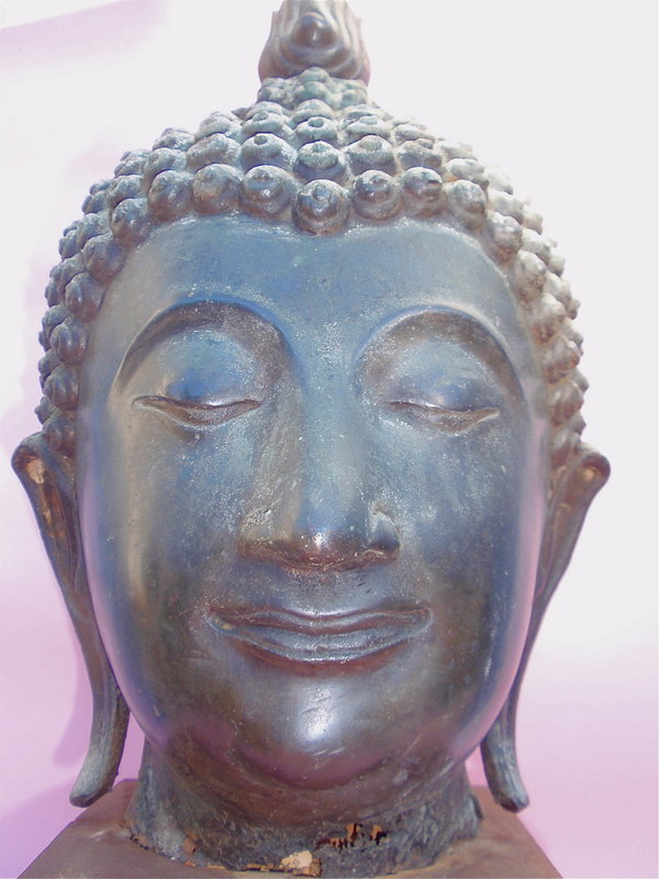 Bronze Head of Buddha Thailand Sukhotai large