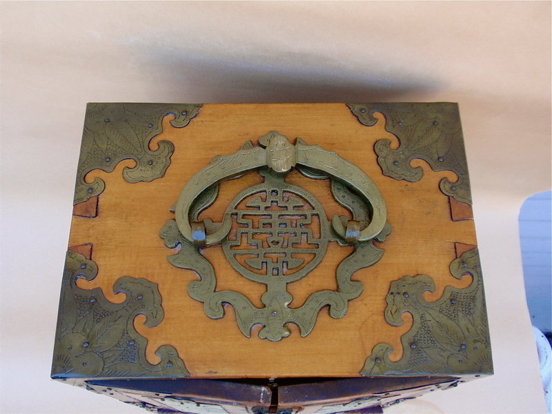 Antique Chinese Rosewood Jade jewelry box