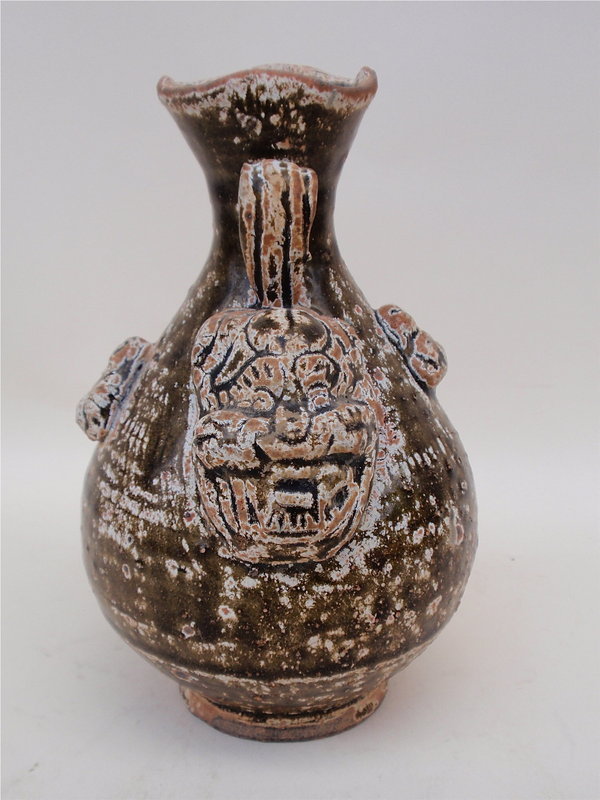 Chinese Song Dynasty pottery Vase frog &amp; foo dog