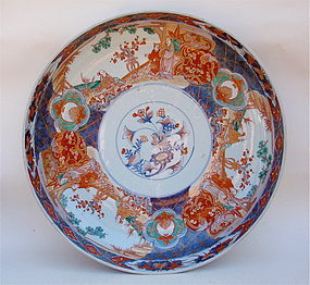 Japanese Imari porcelain Bowl huge signed Meiji