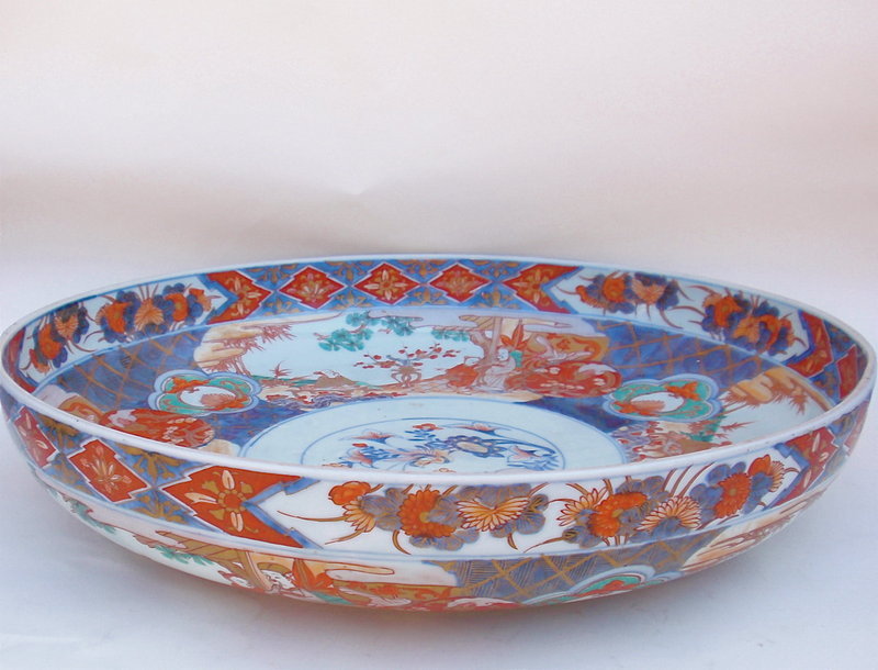 Japanese Imari porcelain Bowl huge signed Meiji