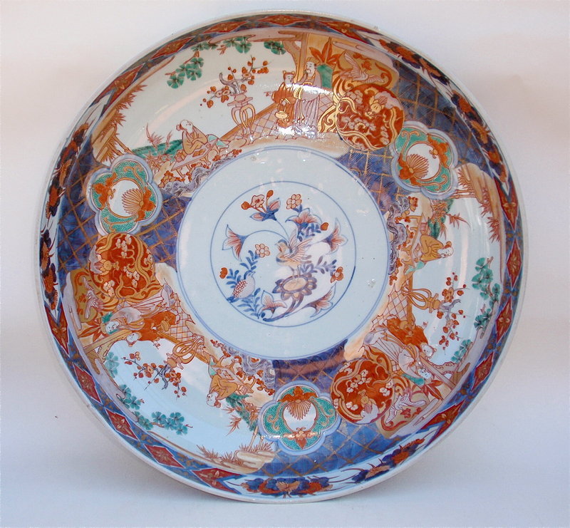 Japanese Imari porcelain Bowl huge signed Meiji