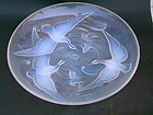 Verlys French art glass bowl cranes coy fish