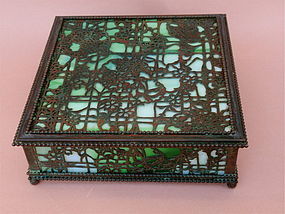 Louis Tiffany Studios N.Y. Bronze Art Glass box