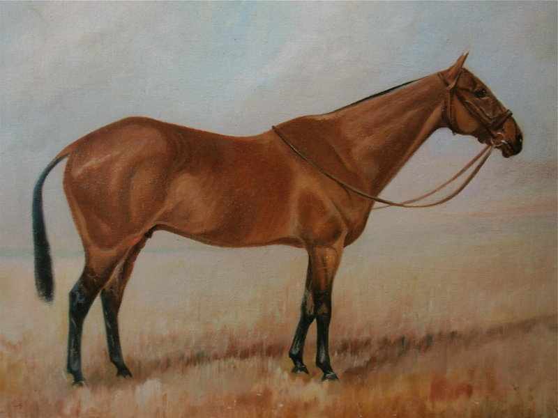 Portrait of Portlaw Race horse G. Crosley Oil