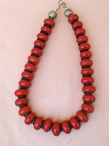 Antique natural coral bead Tibetan tribal Necklace