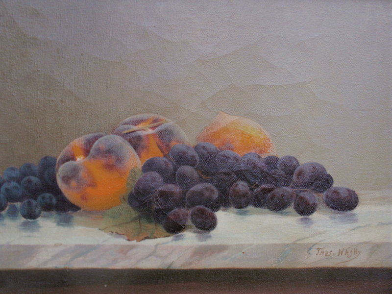 Thomas Nash still life painting peaches grapes