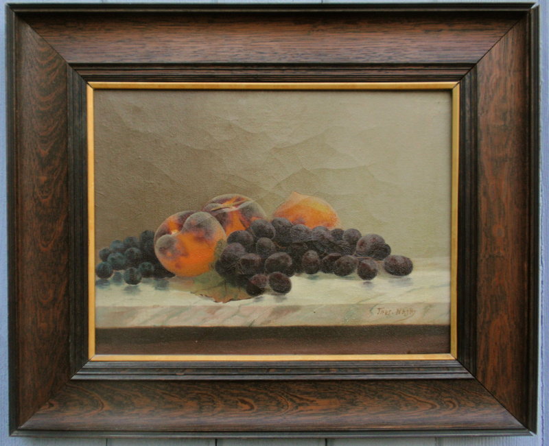 Thomas Nash still life painting peaches grapes