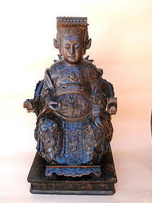 Chinese Ming emperor dragon robe carved rosewood