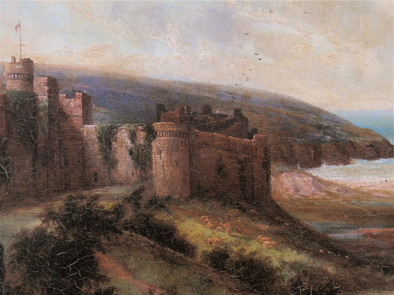 David Cox oil painting Manorbier Castle Wales