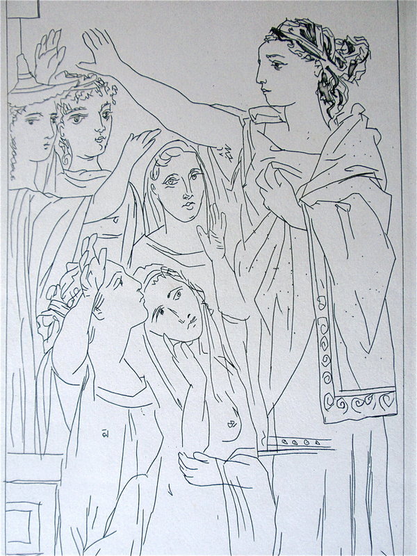 Pablo Picasso Oath the Women of Lysistrata etching